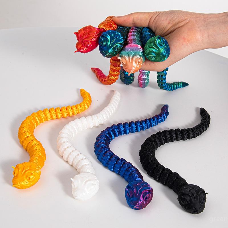 3D Printed Figures Movable Joint Snake Decoration Creative Reptile Snake Fish Tank Landscaping Figurines Crafts Gift Ornament