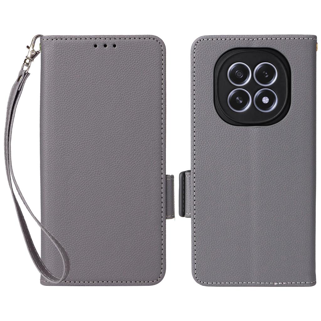 For Oppo F29 5G/A5 5G Case with Wrist Strap Litchi Texture PU Leather Wallet Phone Cover