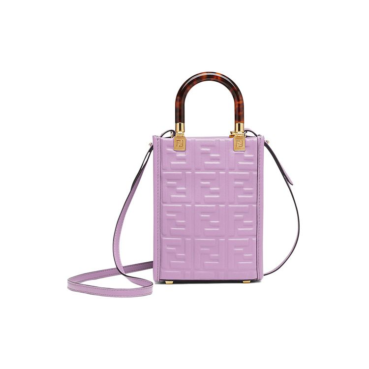 Fendi Солнечный 3D Текстура FF Тиснение Регулируемый Съемный Плечевой Ремень Кожаный Ручной Плечевой Сумка-Кроссбоди Мини Женские Сумки 8BS051-AMCI-F1JCO
