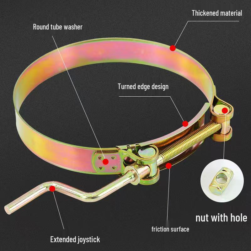 Европейский сверхпрочный хомут с храповым механизмом и утолщенным U-образным болтом для надежного соединения с водопроводом.