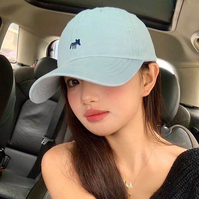 Sweet And Charming Light Blue Fox Embroidered Duckbill Hat For Spring Style