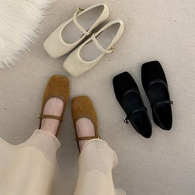 Туфли Мэри Джейн женские ретро замшевые черные на низком каблуке с открытым верхом на толстом каблуке одинарные туфли