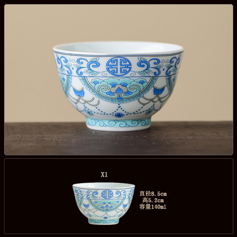 Blue and white bucket color tea cup New Chinese ceramic personal master cup Home office hospitality tea set Press hand small teacup