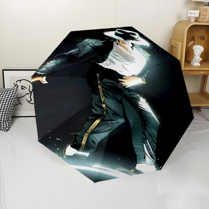 Michael Jackson Print Automatic Umbrella, 8 Rib Iron Frame, Plastic Handle, Suitable for Outdoor Travel &Daily , Ideal Gift