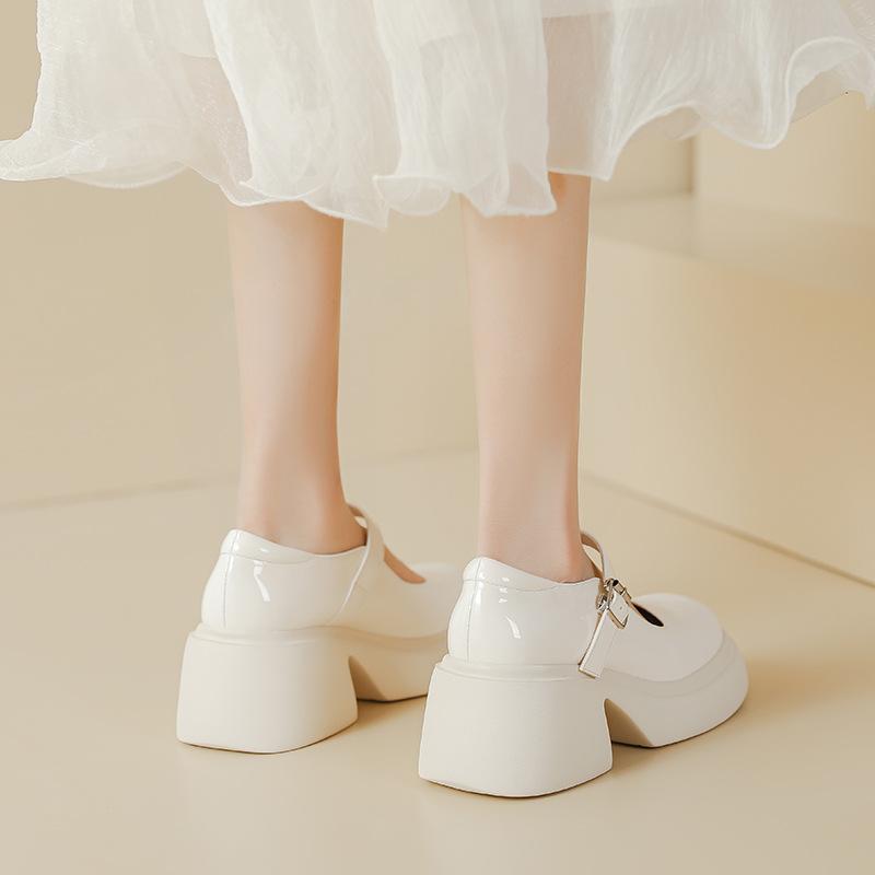 Platform Small Leather Shoes Women's New British College Style Soft Girl Shoes Muffin Thick Heel Word with Mary Jane Single Shoes Women