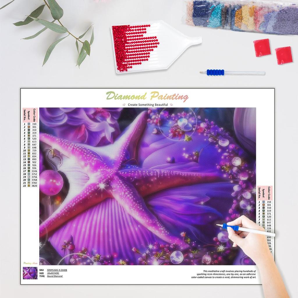 Алмазная картина фиолетовая морская звезда, вышивка, пейзажная мозаика, картина из стразов, Настенный декор 30x40 см/12x16 дюймов