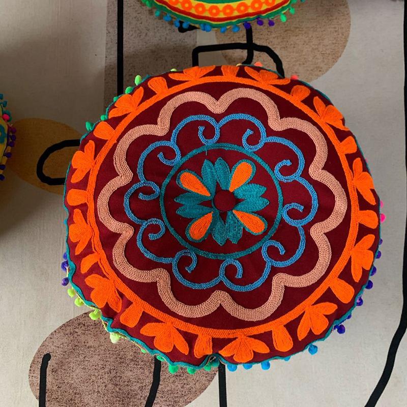 Подушка в богемном марокканском стиле с этнической вышивкой, подушка для медитации, коврик для пуфа на эркер с сердечником для домашнего декора