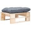 Garden Pallet Footstool with Grey Cushion Natural Wood