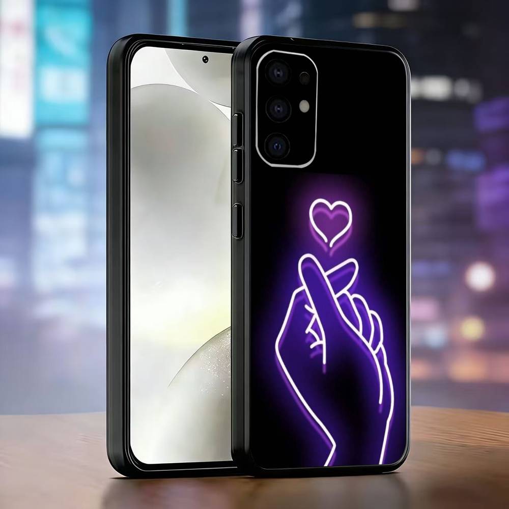 Чехол для телефона с жестом руки Черный Силикон Мягкий Для Samsung S25,S24,S21,S22,S23,S30,Ultra,S20,Plus,Fe,Lite