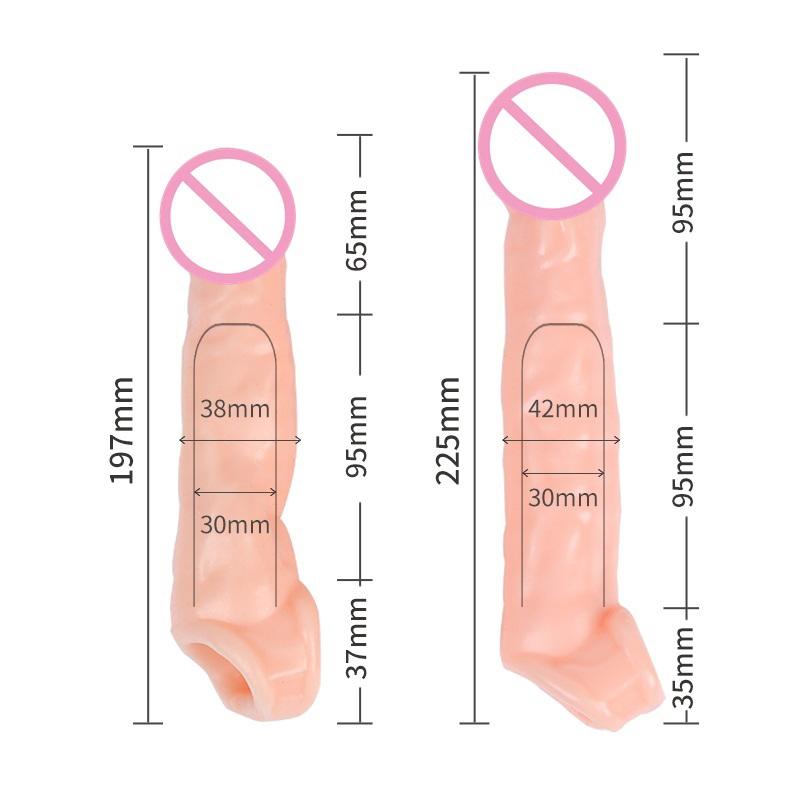 Real Penis Extender Reusable Condom Delayed Ejaculation Penis Sleeve Dick For Male Dildo Lengthening Extender Passionate Sex Toy