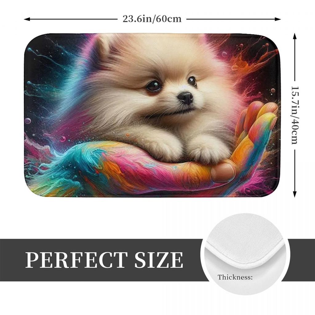 Pomeranian Dog Anti-slip Doormat Floor Mat Cushion Carpet Rug for Kitchen Entrance Home Balcony Footpad Mats