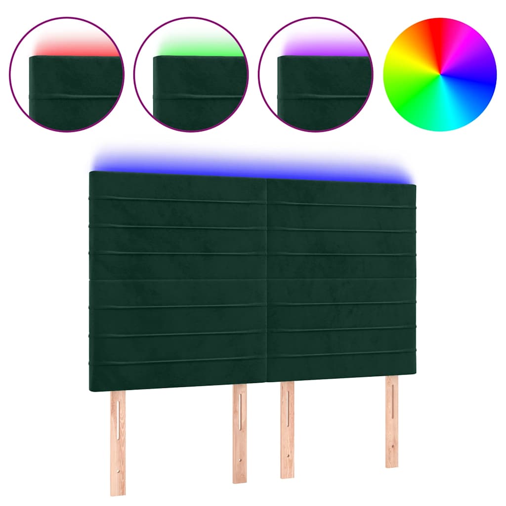 LED Headboard Dark Green 144x5x118 128 cm Velvet
