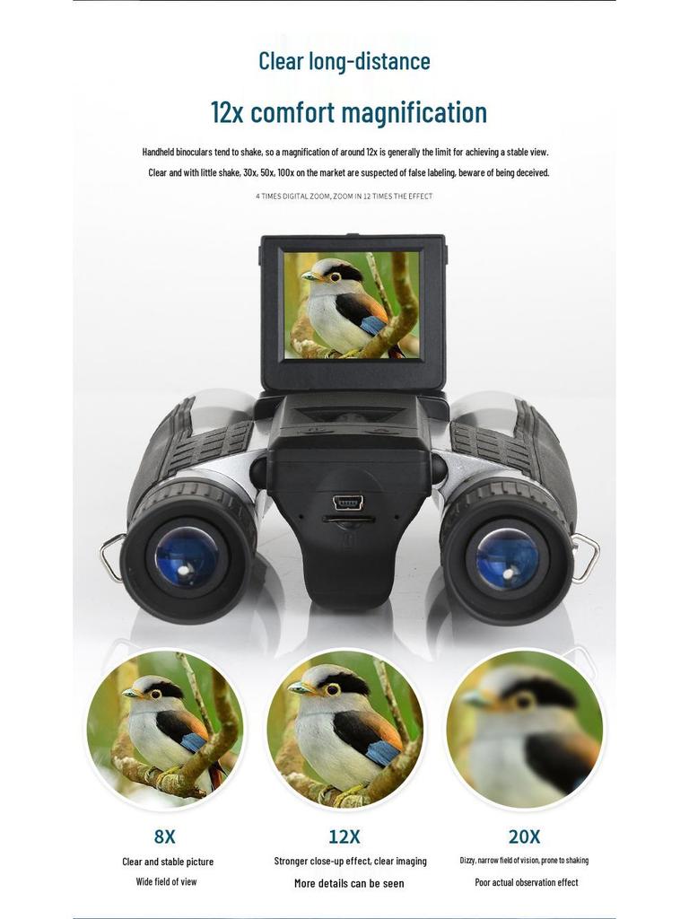HD Night Vision Binocular Camera with Screen for Outdoor Photography and Bird Watching