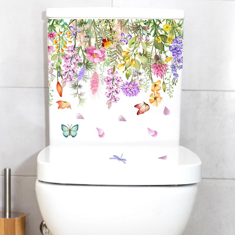 Различные зеленые растения, цветы, настенные наклейки, декор для ванной комнаты, туалета, наклейки для гостиной, кабинета, украшение дома, самоклеящаяся фреска