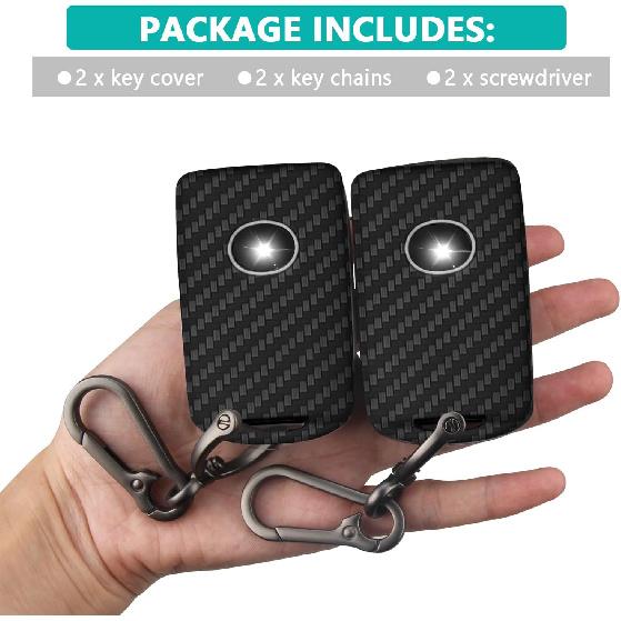 2Pcs 4 Buttons Silicone Rubber Key Fob Cover Compatible With 2025 2024 Mazda 3 6 CX-3 CX-5 CX-9 CX-30 CX-50 CX-90 MX-5 Miata MX-30 EV Carbon Fiber