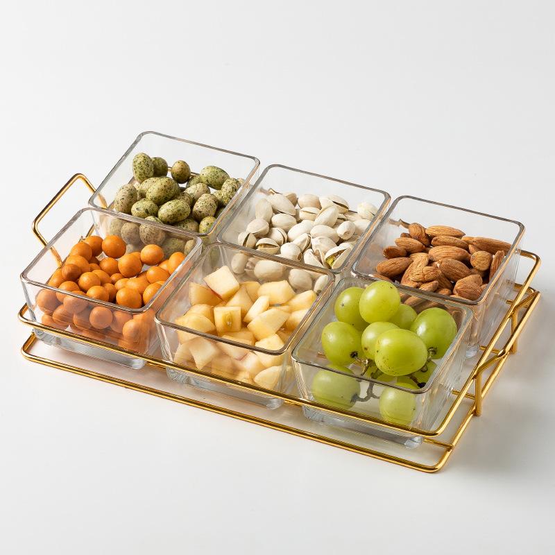 Роскошная тарелка для салата с сухофруктами, блюда для закусок, прозрачная квадратная банка для десерта, сетка для хранения продуктов, лоток для консервов, коробка