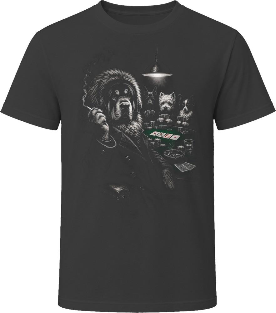 Tibetan Mastiff Dog Playing Cards Midnight Poker Game T-Shirt
