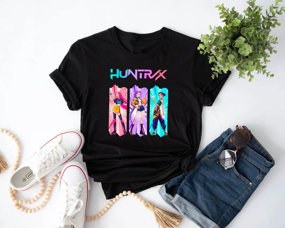 Футболка Kpop Hunters Demon Huntrix Подарок фанату Аниме Мультяшный стиль Унисекс Верхняя футболка