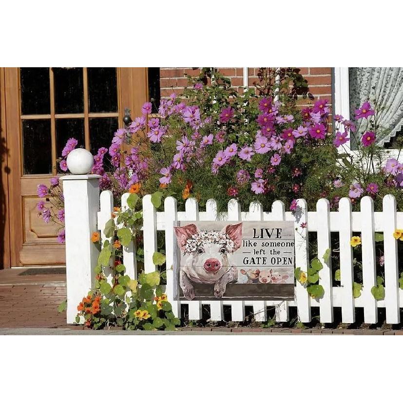 Live Like Someone Left Gate Open Print Canvas Wall Art Poster Farmhouse Painting Canvas Canvas Pigs Art Flower Poster Canvas Wall Art Vintage Metal