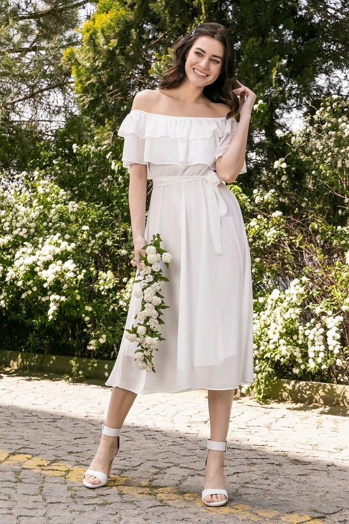 Женское платье большого размера из шифона с воротником Carmen