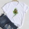 (Asian Size) Women Lovely Style Flower Floral Trend Print Tee Top Clothing Fashion Tshirt Lady Female Casual Short Sleeve Graphic T-shirt