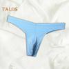 Men Thong Low-rise Elastic Waistband U-Convex Briefs Solid Color Thin Seamless Sport Style Panties Daily Wear