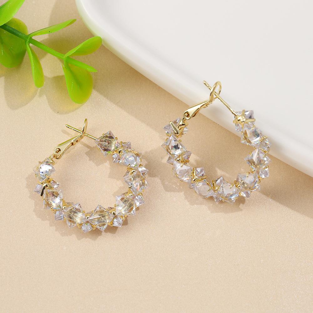 Elegant Personality Creative Fashion Trendy Exquisite Irregular Shining Zircon C-shaped Earrings Party Wedding Zircon Gift