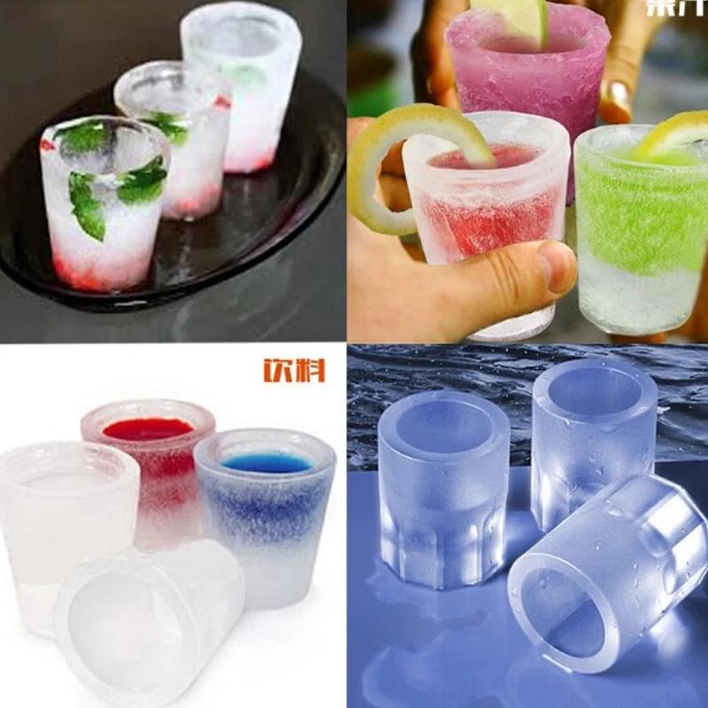 4 Cup Shape Silicone Ice Cube Mold Shot Glass IceMould Ice Cube Tray Summer Bar Party Beer Ice Cocktail Cold Drinking Tools