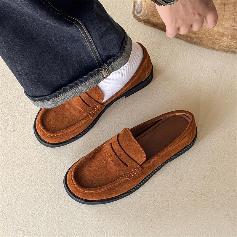 2025 весна и лето новые антибархатные кроссовки для поездок на работу универсальные ретро-туфли с одной педалью 18009 коричневый-J