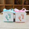 10pcs Ribbon Footprints Candy Box Cute Gift Packaging Box Baby Shower Favor Boxes  Baby Shower