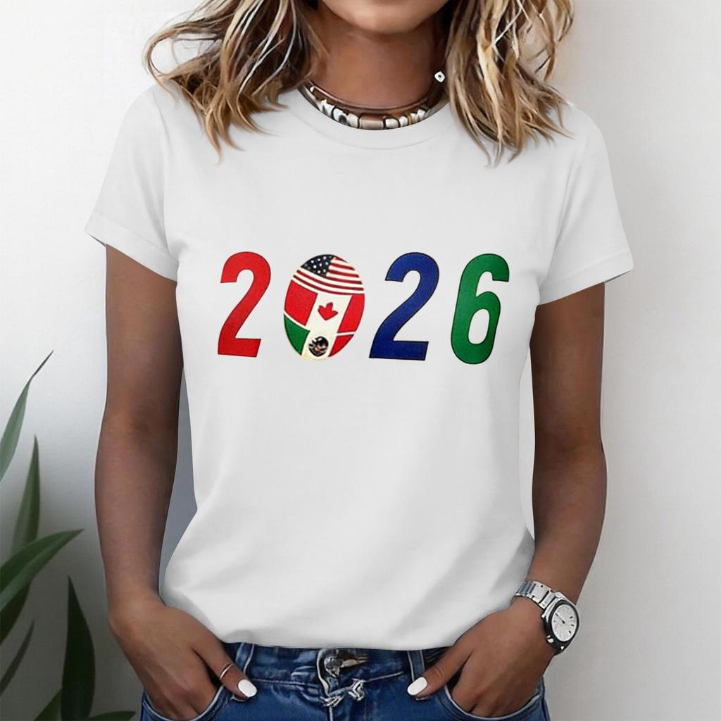 Women's Casual Short Sleeve T-Shirt Crew Neck 2026 Soccer Graphic Print Lightweight Soft Fabric Comfortable Fit