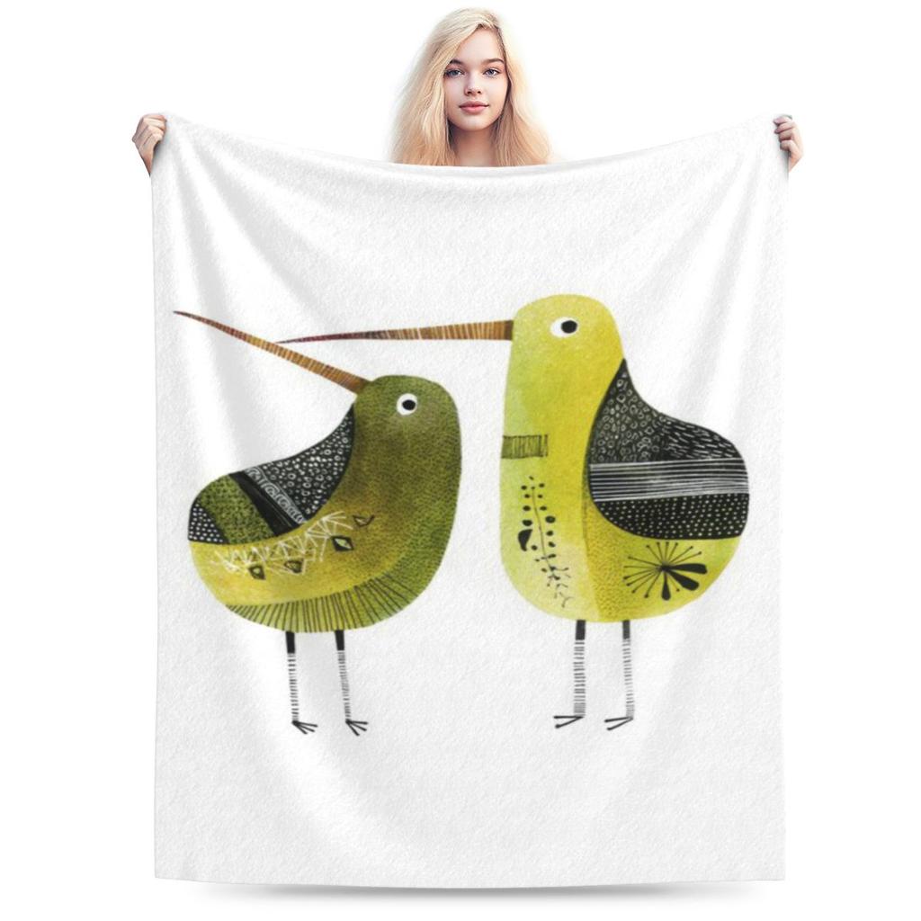 Quirky Kiwi Bird Illustration In Green And Black Custom Comfortable Party An UltraSoft Micro Fleece Blanket