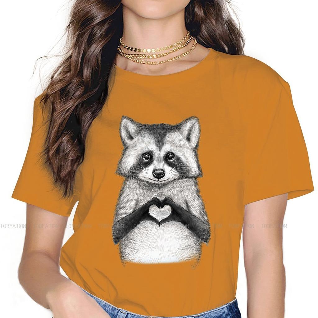 Heart Classic Casual Tshirt Raccoon In North America Cute Creative Streetwear Comfortable T Shirt Unisex Short Sleeve Special