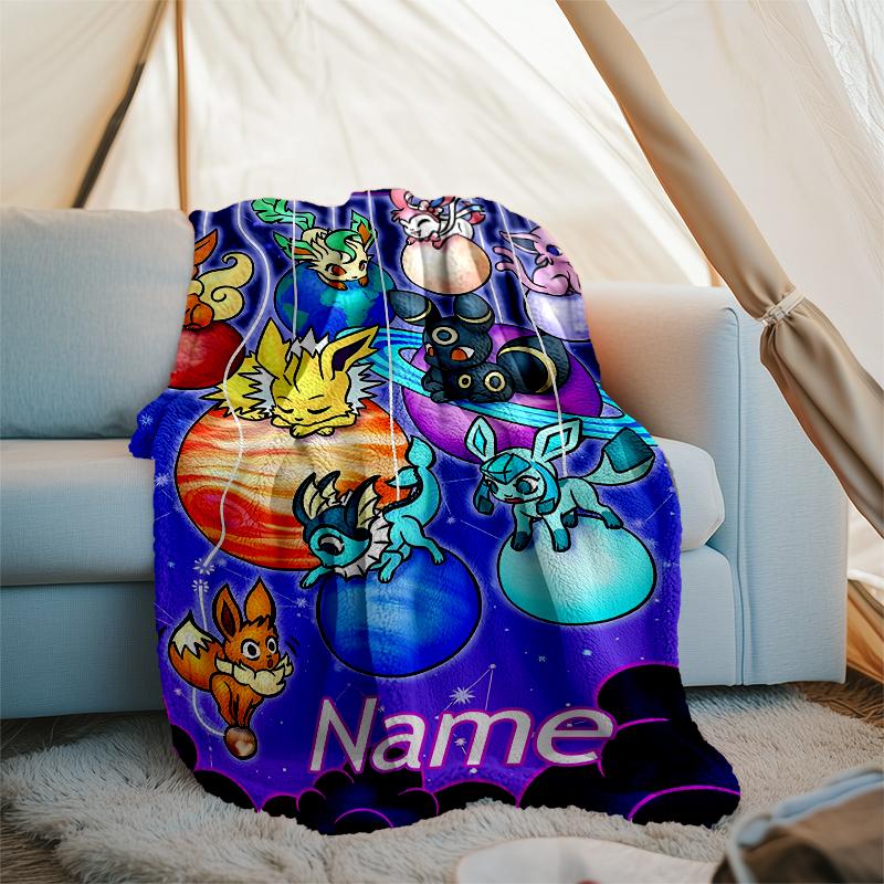 Personalized Custom Name Blanket - Pokémon Print Design,Blanket for Sofa,Bed,Travel,Camping - Soft and Warm, Great Gift