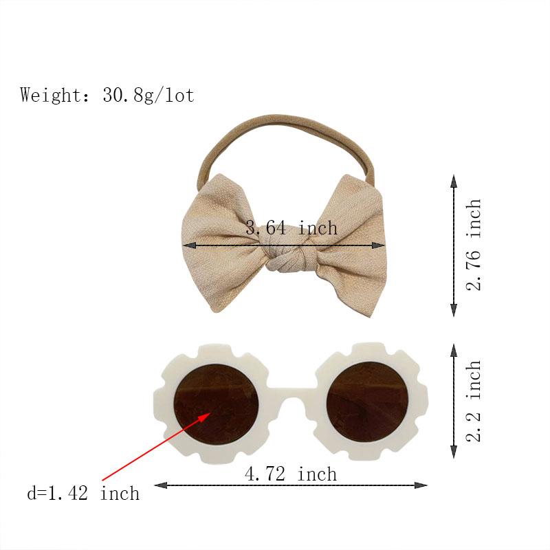 2Pcs/set Baby Bows Headband Cartoon Sunglasses Girls Beach Photography Props Toddler Hair Bands Headwear Kids Hair Accessories