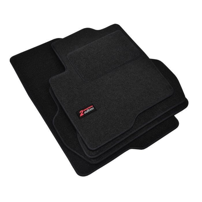 Tapis de sol - Logo - Mazda 2 - Velours noir - 4 pièces - Ajustement précis