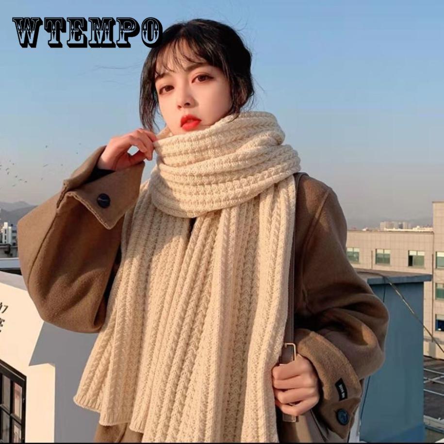 Шарфы для мужчин и женщин осенью и зимой из однотонной трикотажной шерсти, чтобы студенты оставались милыми парами