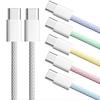 Кабель USB C — USB Type C PD 60 Вт, кабель быстрой зарядки Type C — Type C, плетеный кабель, линия передачи данных для серии iPhone 15, Samsung, Xiaomi