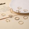 Punk Geometric Metal Moon Heart Rings For Women Men Vintage Gold Color Curved Open Ring Set Fashion Unisex Gift Jewelry