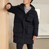 Li Ning Training Series Warm Solid Color Loose Mid-Length Down Jacket Men Outerwear Black AYMR023-1
