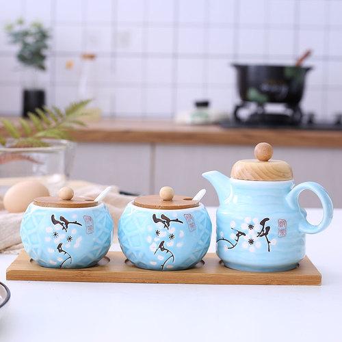 Керамическая банка, герметичный резервуар, бутылка для приправ, кухонные принадлежности, бутылка для соевого соуса, набор бутылок для уксуса, солонка с крышкой