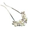 Miaomyao Hairpin Drumstick Hair Ornament Japanese Style Tomesode Metal Pearl Bijou Antique Flower Leaf Flower U Comb Silver Hair Accessory [Miaomyao]