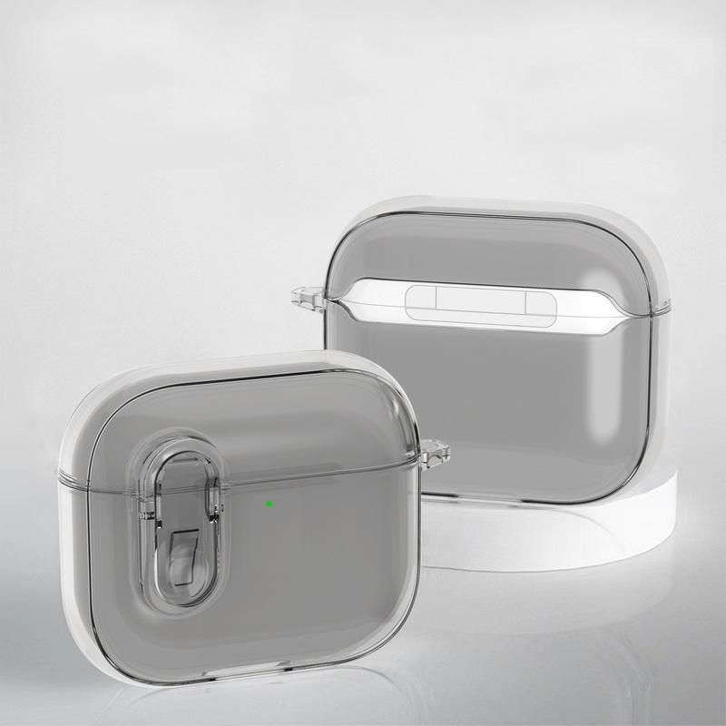 Полупрозрачный кристальный беспроводной чехол для наушников Airpods Pro 3 2 для Airpods 4 3 Противоударный с замком-переключателем Защитная крышка для наушников