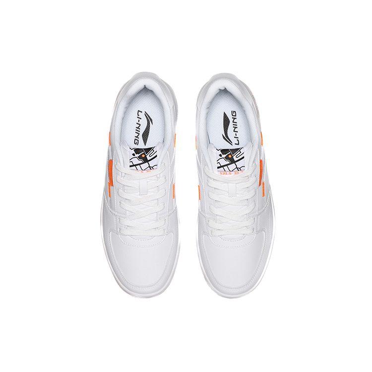 Li Ning NO.258 Низкие скейтбордические кроссовки с нескользящей и износостойкой подошвой Мужские Бело-оранжевые AGCN357-1
