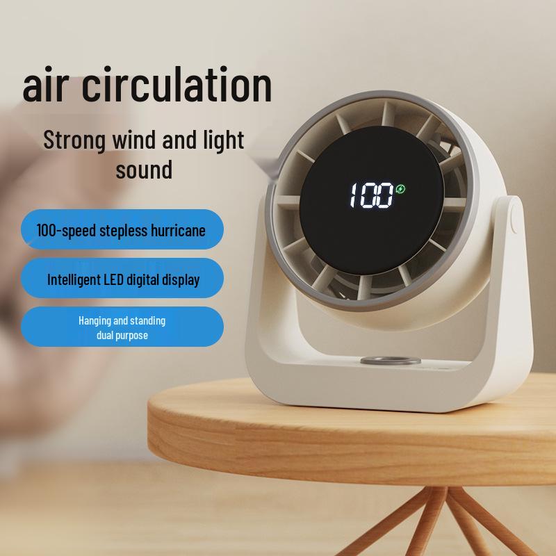Rechargeable Wall-Mounted LED Fan for Dorm, Office, and Home
