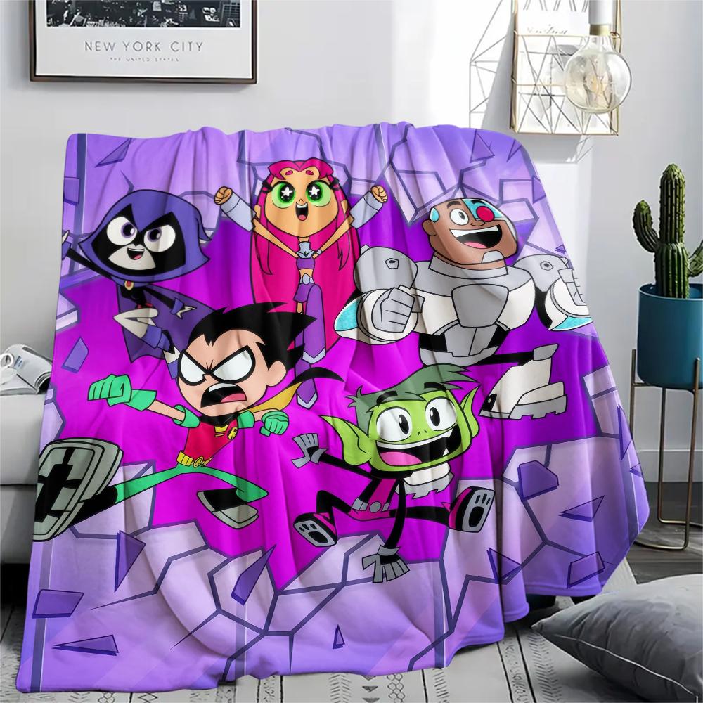 Teen Titans Go Character Blanket, Youth Throw for Home Decoration, Exclusive Gift for Modern Cartoon Fans.chl
