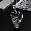 Новый Ретро Кулон Властная Рука Дьявола Цепочка для Свитера Коготь Дракона Синий Глаз Подвеска на Шею