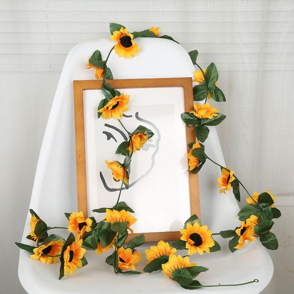 26 Heads Sunflower Artificial Flowers Vine Floral Art Sunflower Hanging Plants New Year