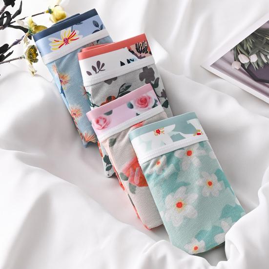 Мужские боксеры ультратонкие сетчатые с принтом средней талии быстросохнущие влагоотводящие домашние трусы больших размеров для сна