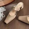Летний новый стиль Вечерний бриз Баотоу Полушлепанцы Французский низкий каблук Женская обувь Летние новые шлепанцы на толстом каблуке Zapatos Mujer
